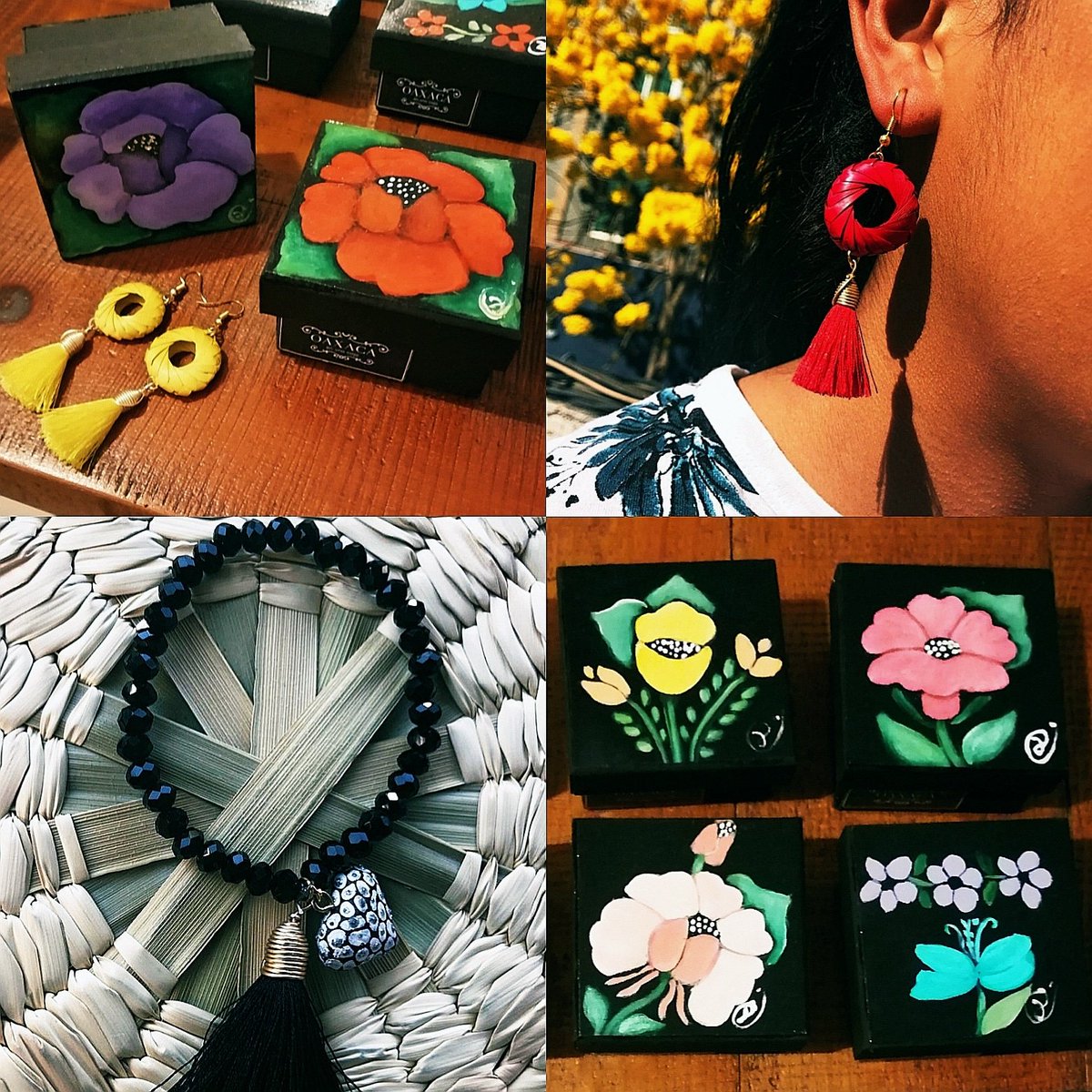 oax_en_1_caja's tweet photo. Con motivo del #MesdelaMujer, creamos este modelo de cajas #pintadasamano con aretes o pulseras de la diseñadora oaxaqueña Ale Merino. El 20‰ de las ventas se destinará a programas educativos y becas a emprendedoras en situación de desventaja bajo la gestión de #EMPAR #Oaxaca. https://t.co/wrZgqK3Y6Y