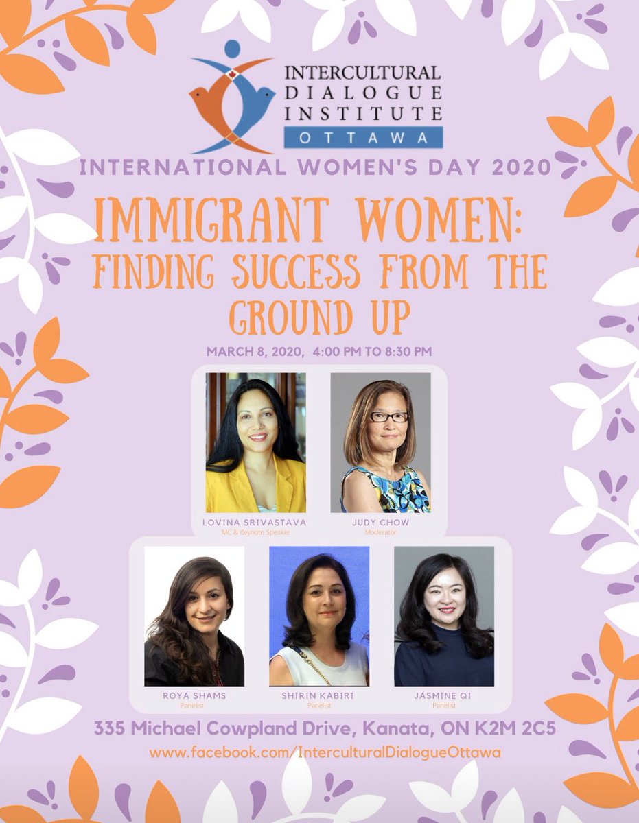 On March 8, join us for an evening of inspirational stories of immigration women workplace success! 

Free career building workshops and panel with dinner in Kanata. 

Please register on Eventbrite: 
eventbrite.ca/e/immigrant-wo…