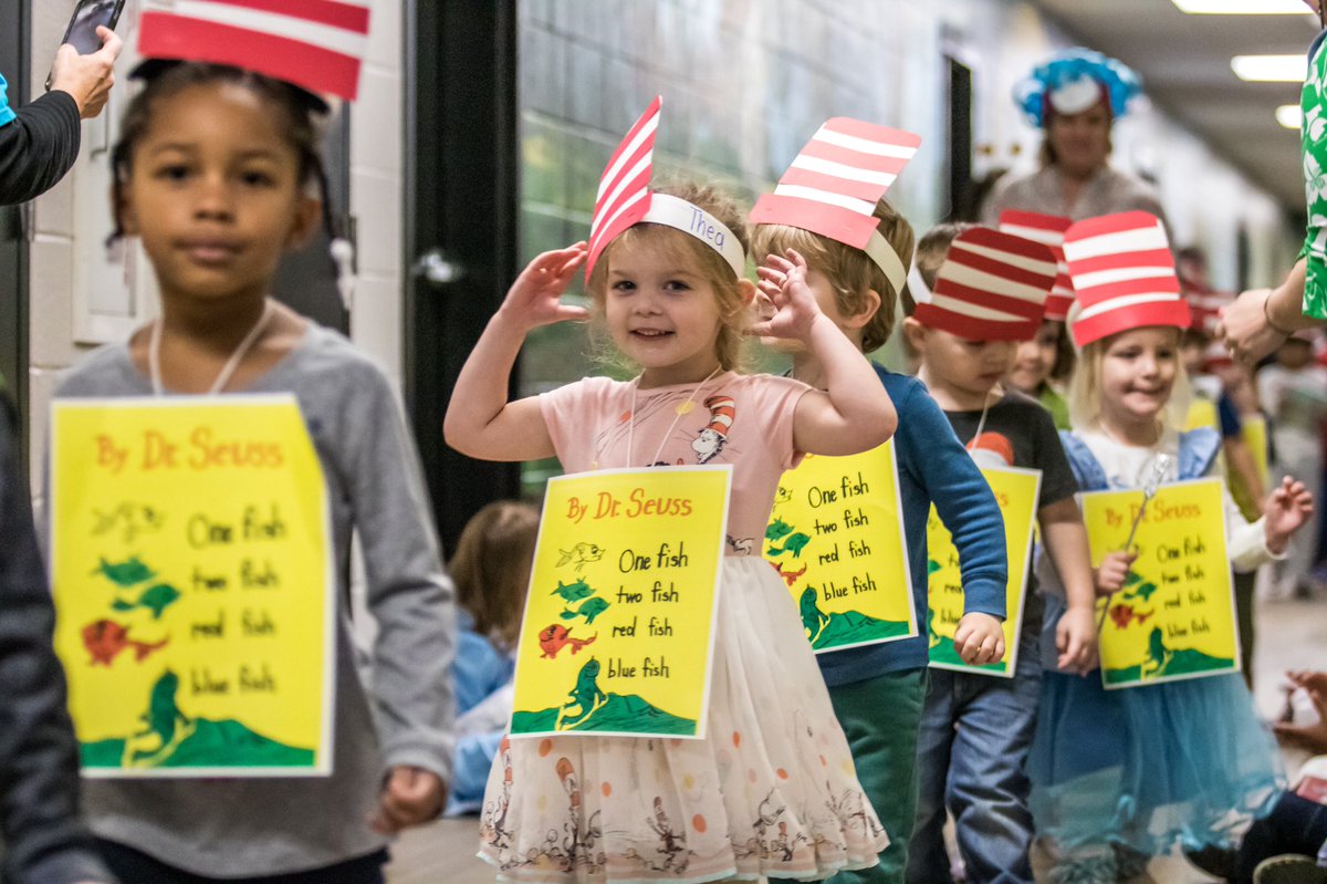 JCSeagles's tweet image. It’s #ReadAcrossAmerica Day and our elementary celebrated by dressing up as their favorite book characters for the annual book parade!