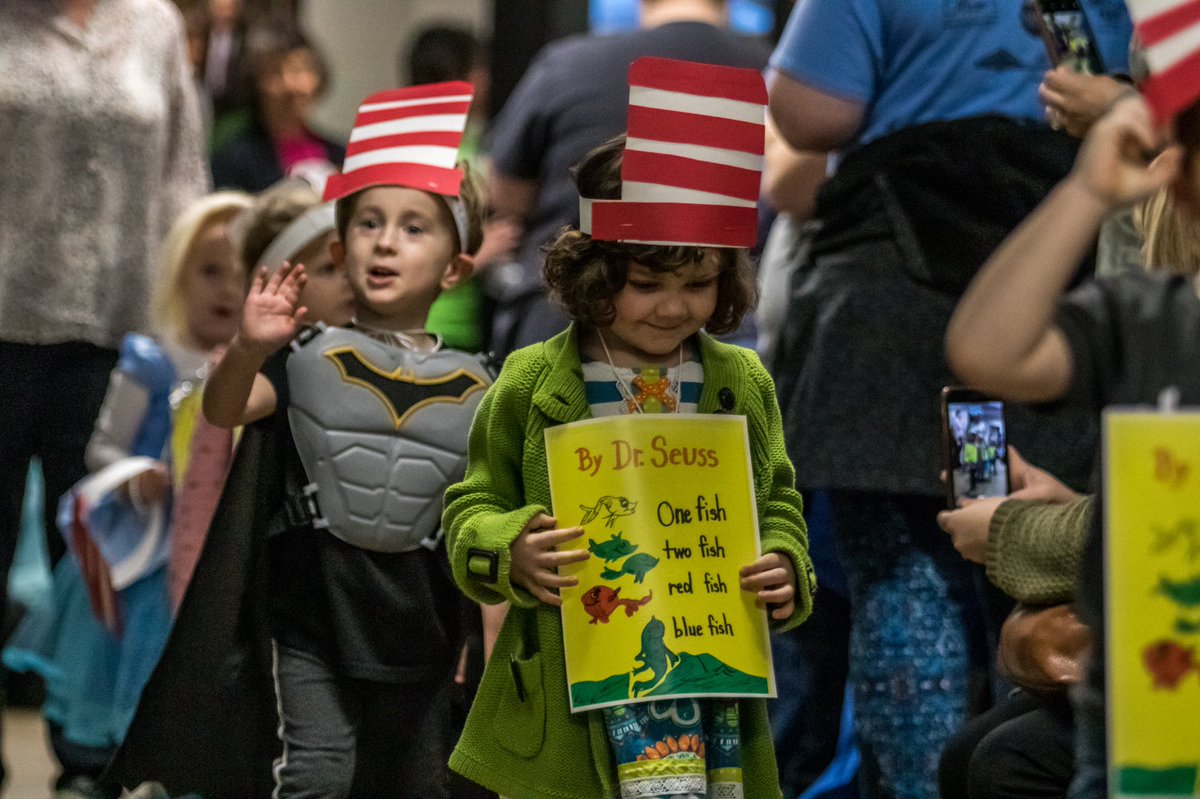 JCSeagles's tweet image. It’s #ReadAcrossAmerica Day and our elementary celebrated by dressing up as their favorite book characters for the annual book parade!