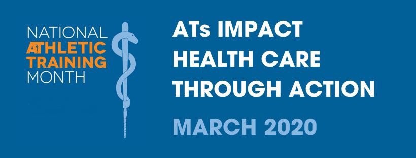 ATCjamieb's tweet image. March is National Athletic Training Month!! If you want to know more about AT’s or just feel like thanking an AT for what they do, this month is for us! We are always here to help, offer information, and take care of all of you that are active!!! @NATA1950 #NATM2020Challenge