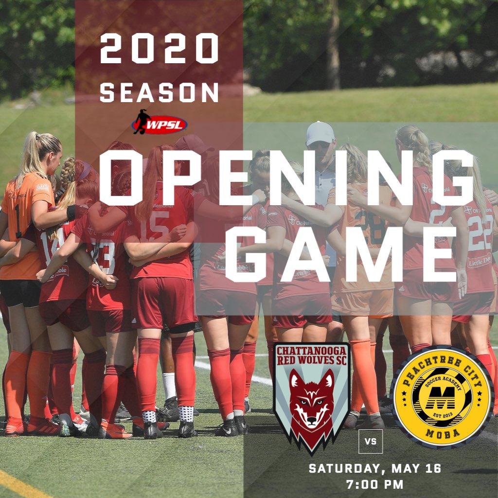🙌🏻👀Are you ready for THIS?!!👀🙌🏻

Your Chattanooga Lady Red Wolves SC ‘Home Opener’ is set! Mark your calendars! Save the date! 

📅Saturday; May 16, 2020
⏰ 7:00pm EST 
🆚 <a href="/MOBA_Soccer/">MOBA Soccer Complex</a>