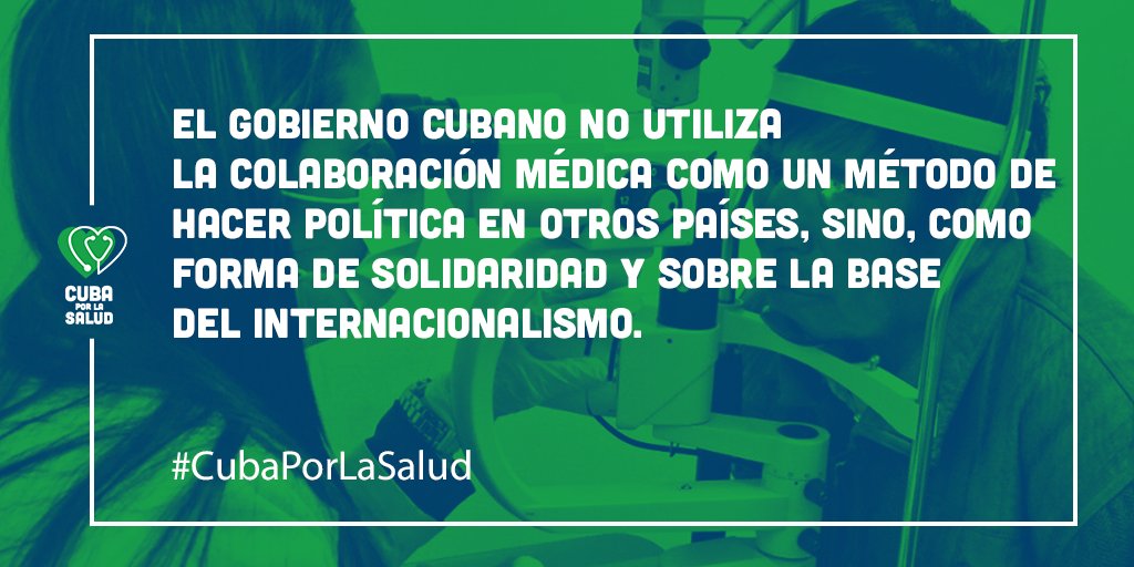 |#Fidel| "Nuestros médicos no se mezclarán en lo más mínimo con asuntos de política interna, serán absolutamente respetuosos de las leyes y costumbres de los países donde laboran. No tienen por misión propagar ideología".

#CubaPorLaSalud