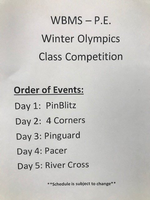 PeWbms's tweet photo. WBMS Winter Olympics 2020 https://t.co/mgkF15l2Y0