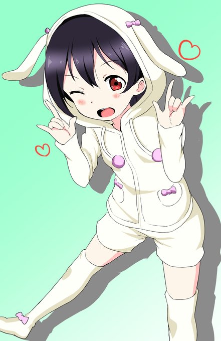 黒髪赤目と言ったらパジャマにこ #黒髪赤目 #ラブライブ 