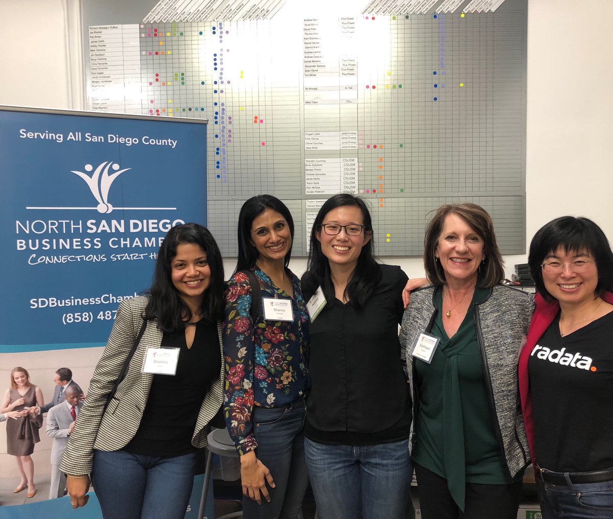 Great career advice from ⁦<a href="/Teradata/">Teradata</a>⁩ tech women at ⁦<a href="/sdbizchamber/">NSD Business Chamber</a>⁩ Emerging Leaders Networking event!  Thanks to Yelaine Wang (middle) for organizing.  Pictured : ⁦<a href="/ShamiraJoshua/">Shamira Joshua</a>⁩, Shanna Holindrake, me and ⁦<a href="/GuilianWang/">Jenny Guilian Wang</a>⁩ (Jenny).  ⁦<a href="/SDWomensWeek/">SD Women's Week</a>⁩