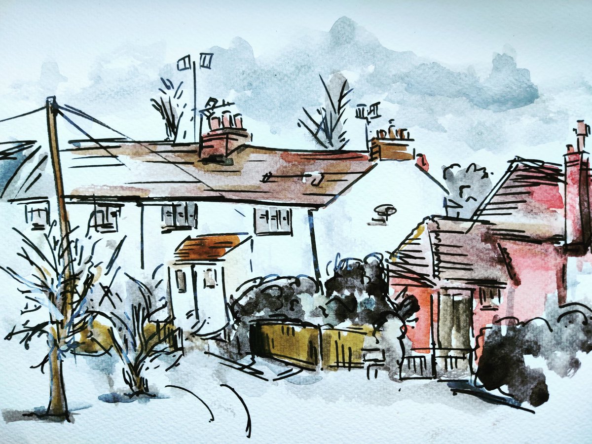RJNissanArt's tweet photo. I've been experimenting with some amazing ArtGraf pigments. The view from the window over my desk.
.
.
.
#EastGrinstead #Sussex #WestSussex #artgraff #houses #art #paint #painting #illustration @ViarcoPortugal https://t.co/tvNuwHxbGC