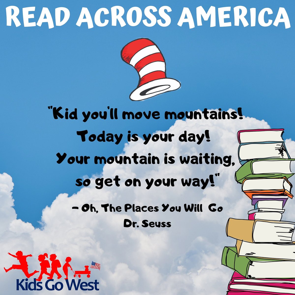 KidsGoWest's tweet photo. There is no greater gift to give a child than the gift of a good book! Happy Birthday Dr. Seuss and Happy Read Across America Day! What's your favorite Dr. Seuss book? 📚❤📚❤📚❤ #readacrossamerica #drseuss #readacrossamericaday #drseussbirthday #drseussquotes #MondayMotivation https://t.co/dmw3BYyeyN