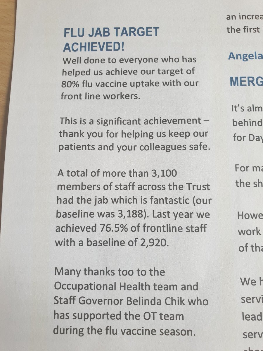 LandDHospital's tweet photo. We're not normally ones to blow our own trumpet but..... we only went and hit our (really difficult!!) flu jab target!! 👊👏 #Vaccination https://t.co/Go4Nnlv7wL