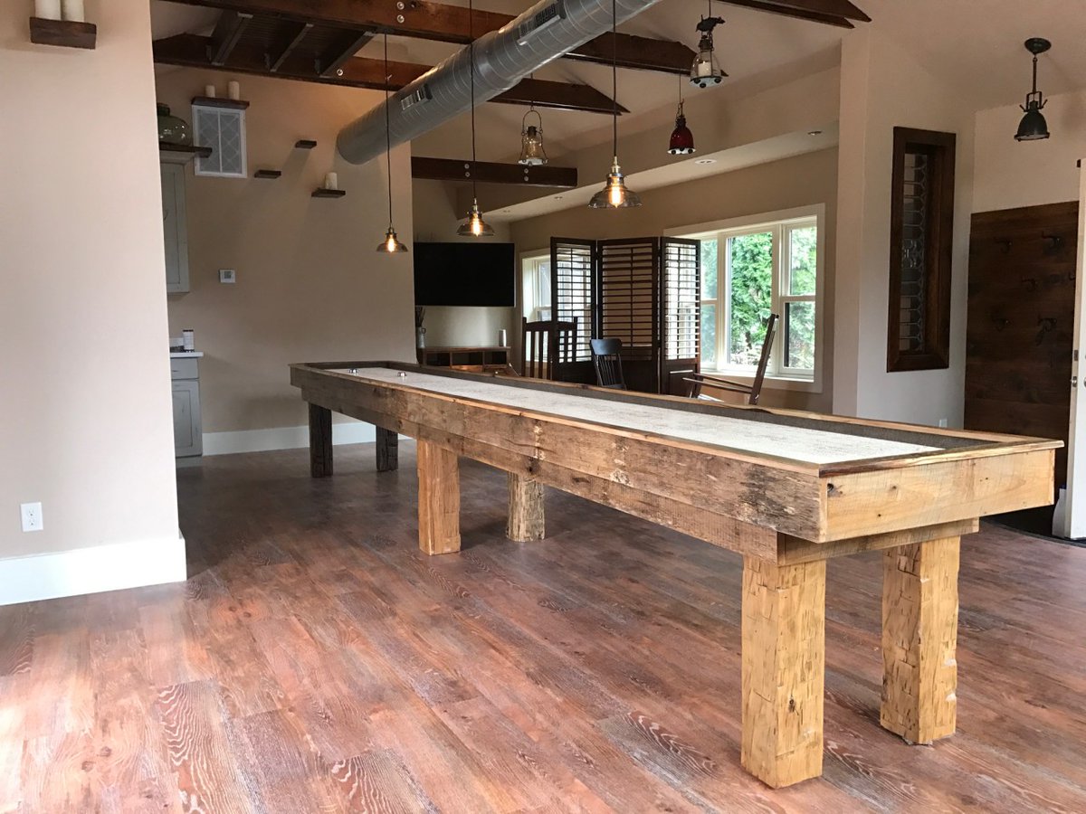 shuffleboard's tweet photo. When a warehouse collapsed at a historic Kentucky Bourbon distillery, we couldn't let the wood go to waste. It's now available to be made into custom #shuffleboards! Read the full story here: https://t.co/o3BNUxYLJP https://t.co/aO4fyVjMlD