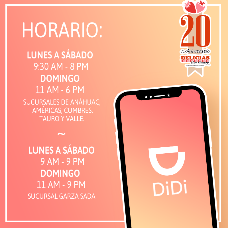 Delicias_Fans's tweet photo. ¡ATENCIÓN! Ya nos puedes encontrar en DIDI 😍

Estamos muy felices de poder estar más al alcance de ustedes. ¡Gracias por su preferencia! 🍰 https://t.co/j7Q8meM7x6