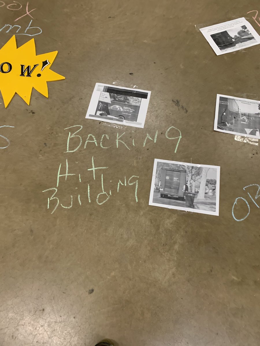 UPSKLH's tweet photo. San Angelo CHSP: Avoiding Stationary Objects. Tree Branches, Mailboxes (Tailswing), Parked Vehicles &amp; Backing into Rain Gutters. Chalk Talk to start the week off. ⁦@westtxdivision⁩ ⁦@RedRiverUPSers⁩ ⁦@LyndseySilvis⁩ ⁦@ExperienceUPS⁩ ⁦@RRWestOps⁩ https://t.co/0GpM2qBUQ5