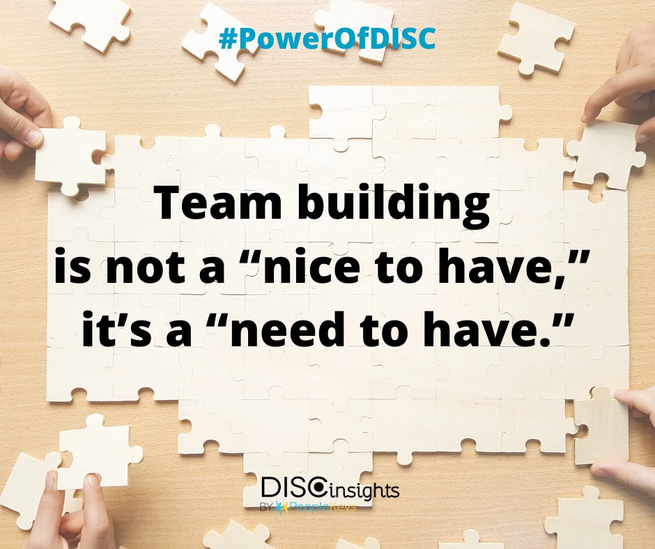 Peoplekeys's tweet photo. Why is team building important? No matter how smart or effective your team members are if you don’t have reciprocity and team trust, you cannot work together well. Find how to build resilient teams with #DISC
https://t.co/XCzWxpIS0N
#teambuilding #teamcoaching #DISCtraining https://t.co/lKAMidALod