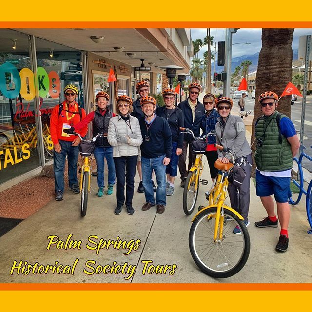 Peter and 9 of our guests head off on a two hour tour through several neighborhoods of beautiful Palm Springs. Equipped with an audio ear piece, helmet and water bottle. They are ready to hear wonderful stories about Palm Springs, historical facts &amp; the fabulous movie stars …