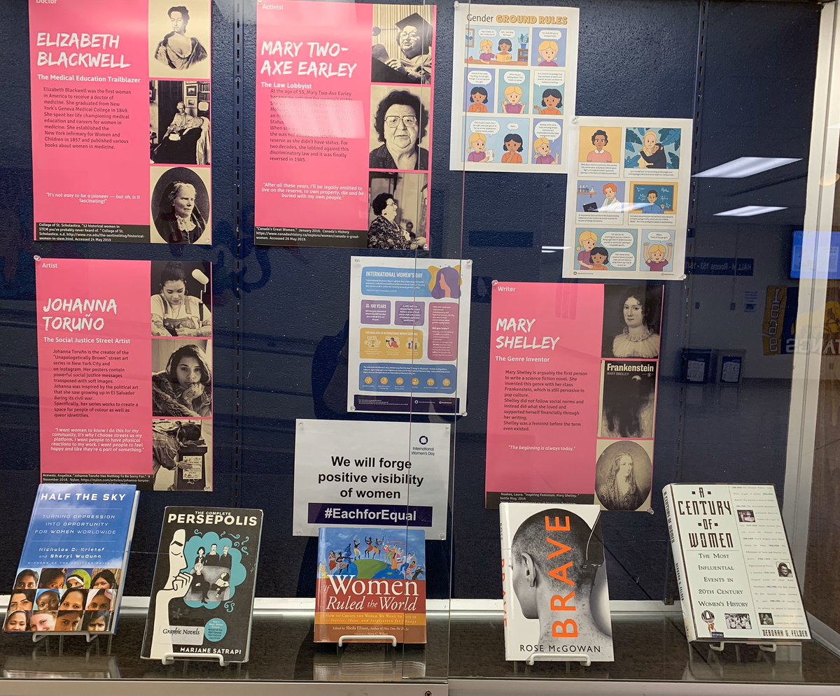 This #InternationalWomensDay   we are #EachforEqual with our Library Display on Female Disruptors. These women changed the world, but have had their stories silenced. Now we celebrate them and #IWD2020  by ensuring their stories get told #amaclearns