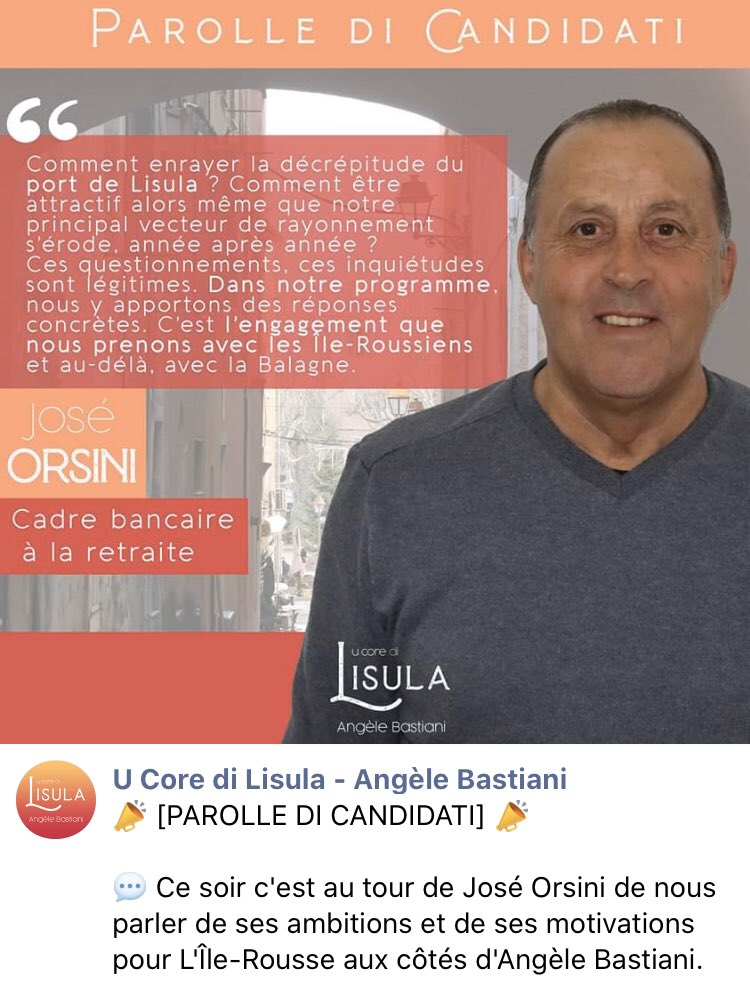 pbt357's tweet photo. #municipale2020 @DiLisula #lisula #lisularossa #electionsMunicipales2020 Parolle di candidati José Orsini U Core di Lisula https://t.co/5Zm44l4PGa