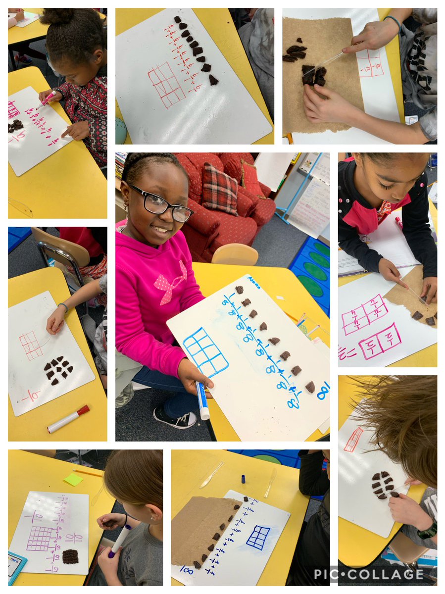 MrsVolland's tweet photo. When you get to share brownies in a lesson, let’s actually “share” our brownies with friends. #HandsOn #UnitFractions #share #brownies #lesson3 #washedhands #didnoteat @wcpssmathelem @JenaKehler https://t.co/ObSewtFE9U