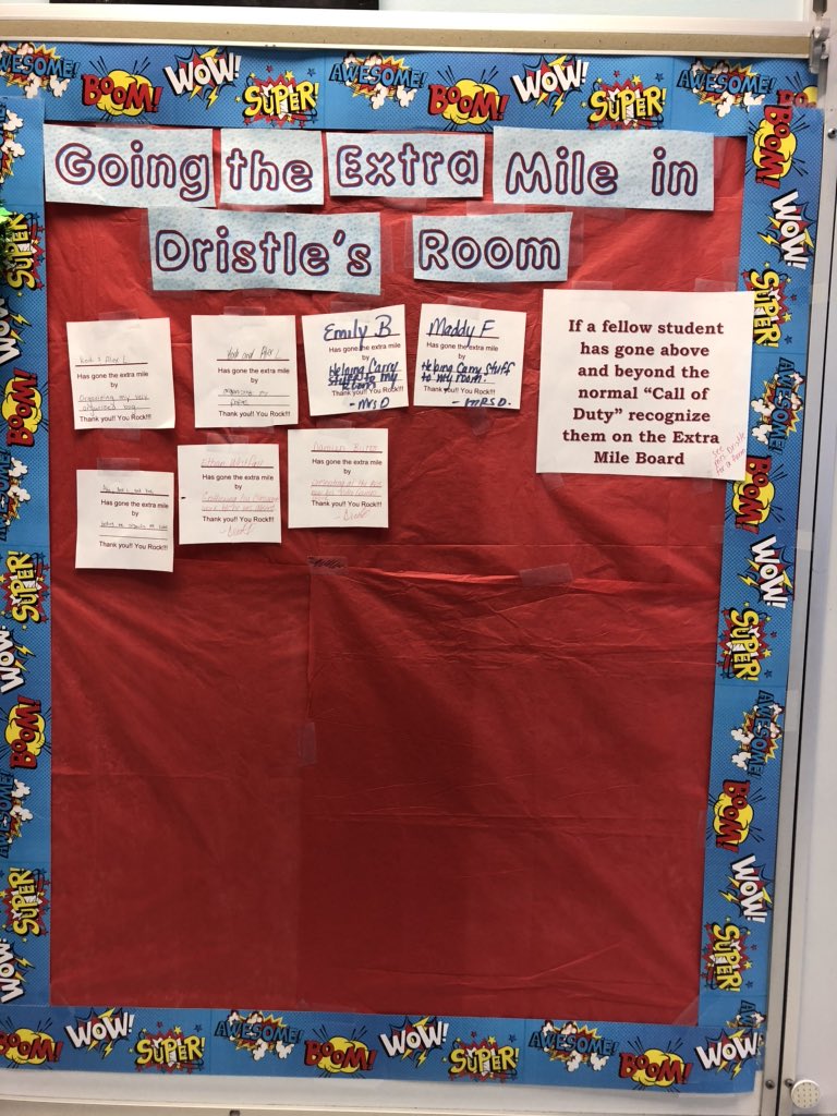 cdristle10's tweet photo. Going the extra mile.  At the end of the year all of the students who went the extra mile in my classroom will have a pizza party. Beside teacher nominations, students can nominate other students #pvmpride https://t.co/rcqqFFxcV5