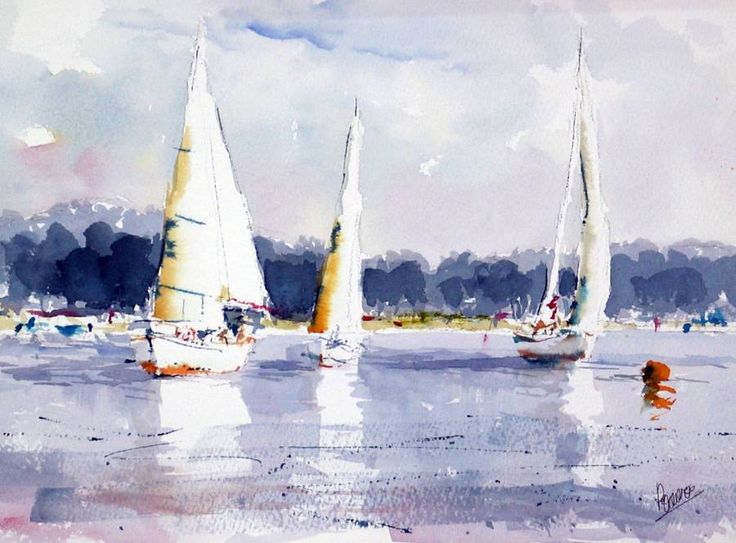 Sailboats on the coast by Luis Martínez Romero