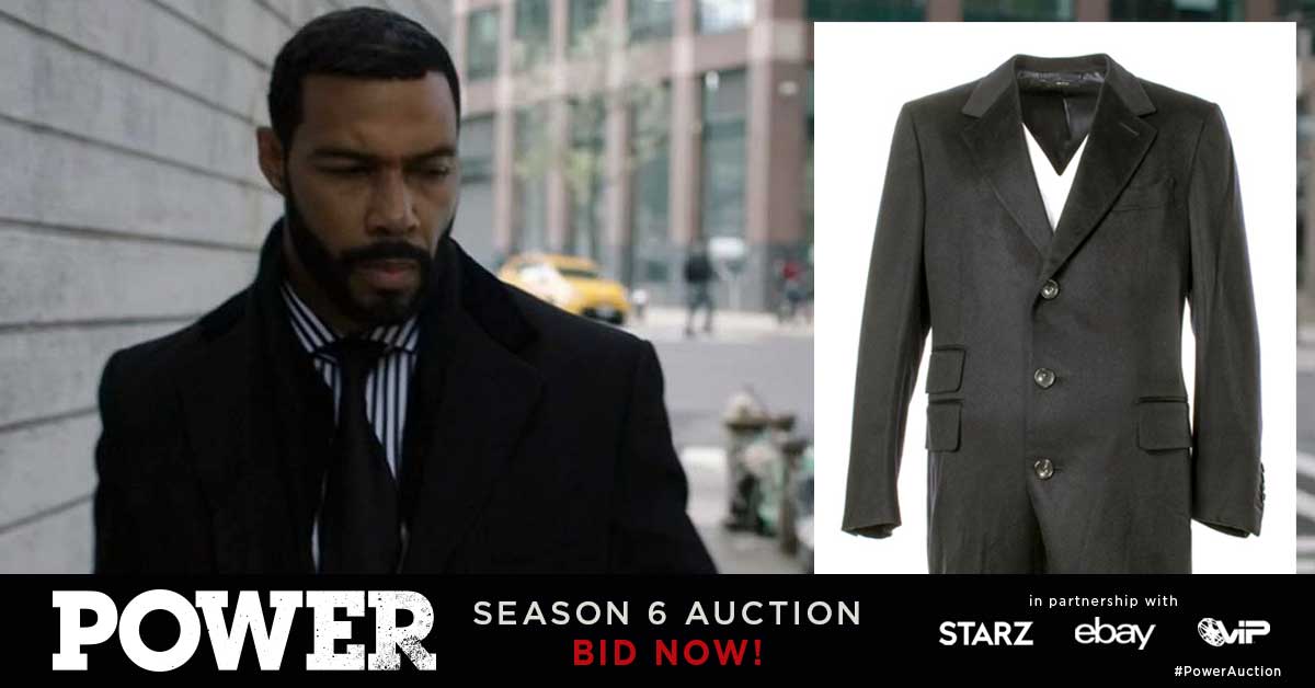 vipfanauctions's tweet photo. Power Auction - New #Power items feature Ghost's (Omari Hardwick) Screen Worn Tom Ford Coat and other screen-used wardrobe and prop items from Season 6. Bid now at https://t.co/JE3qyhdAau #PowerAuction https://t.co/PgP8UJ1rvY