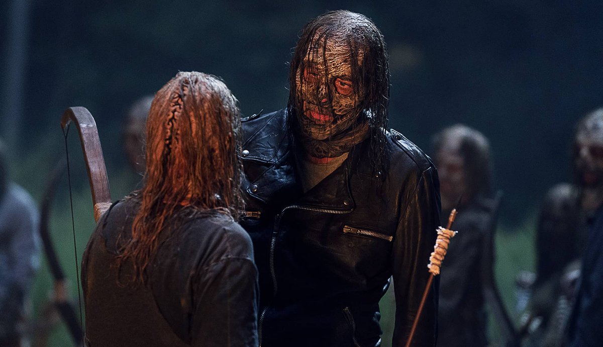 TheWalkingDead's tweet photo. Negan finally gets his goddamn skin suit in the delicious new images from NEXT Sunday's #TWD: https://t.co/YTRA9iFVvF https://t.co/nJF4Ko76Sd