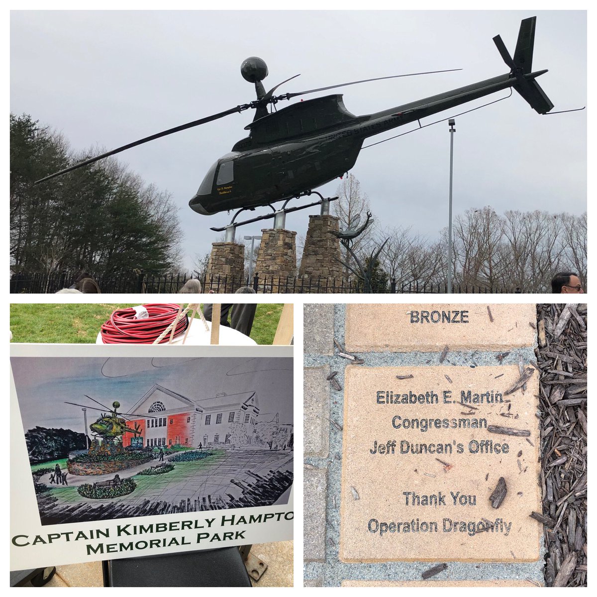 elizzyedwards's tweet photo. Congrats to my friend Jim Garrison &amp; everyone a part of #OperationDragonfly on bringing a dream to reality this morning with the dedication of the Capt. Kimberly Hampton Memorial Park! I’m proud to have played a TINY role. @PickensCountySC @evelynfloyd @collins_neal  @paulhowell https://t.co/19XVzBfOHU