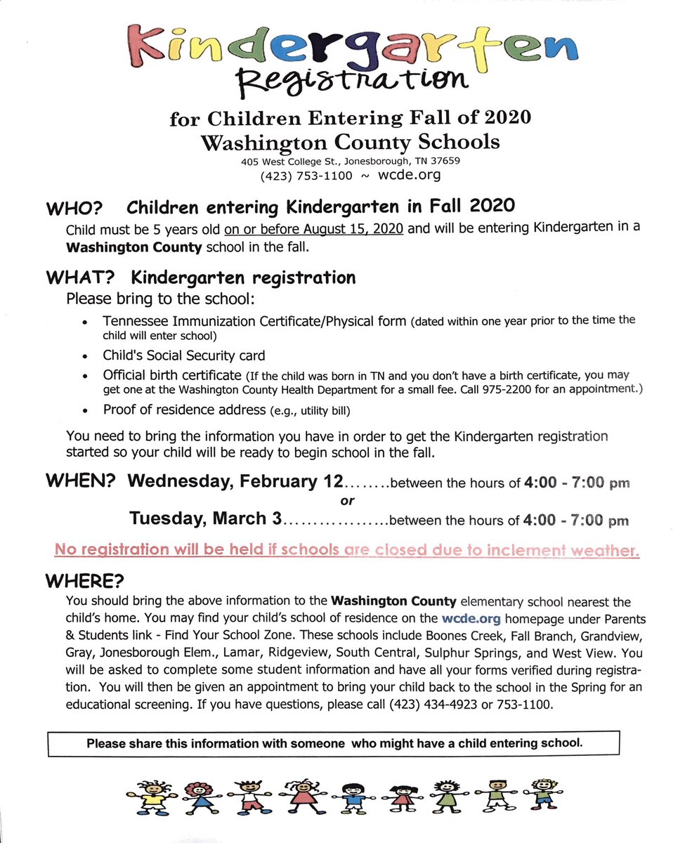 Kindergarten registration March 3 ⁦<a href="/WCDE_TN/">WashingtonCoSch TN</a>⁩