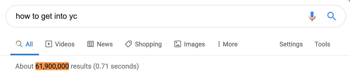 Google: "how to get into yc"

61,900,000 results