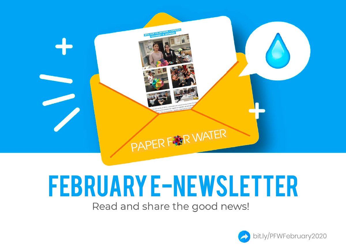 PaperForWater's tweet photo. Our February Newsletter is here! Click on this link to view it: https://t.co/GjBA3wZYA0
#newsletter #february #goodnews #goodread #paperforwater #cleanwater #nonprofit #impact https://t.co/rXAYlEttkB