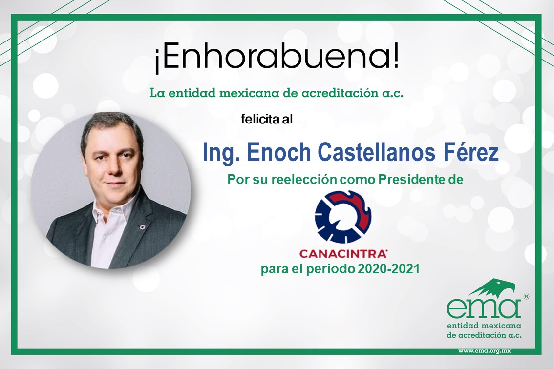 ema_ac's tweet photo. 🔸En @ema_ac nos unimos a las felicitaciones por la reelección del  Ing. Enoch Castellanos Férez como Presidente de la Cámara Nacional de la Industria de Transformación @CANACINTRAMex para el periodo 2020-2021 

¡Reconocemos su labor y trayectoria!🔸 https://t.co/CoKXFqw6EF