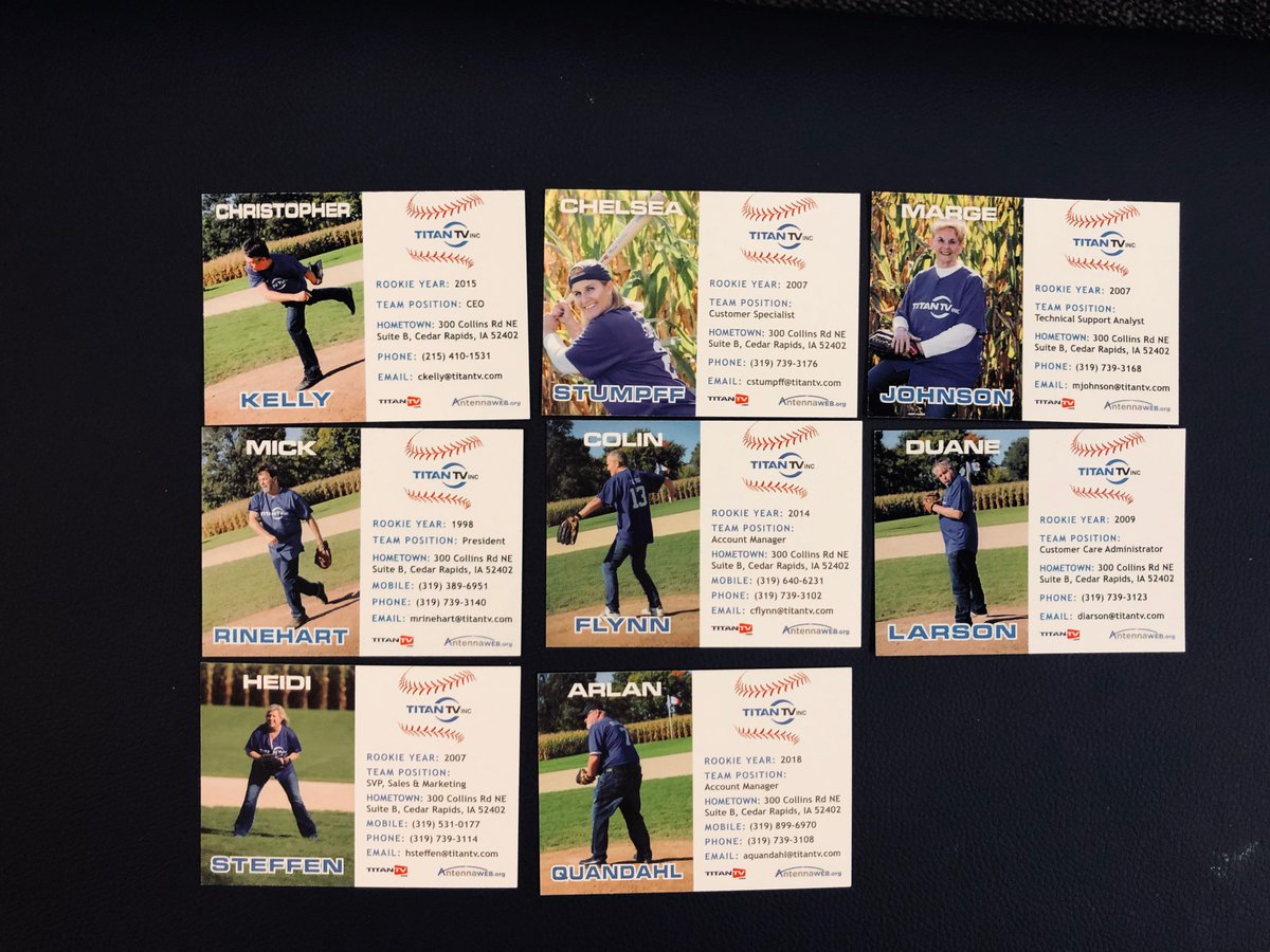 TitanTV's limited edition #FieldofDreamsMovieSite trading cards are hot off the press. We might be bias, but we think they will be collectors items one day.

Stop by our booth #N1403 <a href="/NABShow/">NAB Show</a> in North Hall to pick up your very own copy of one or more of the team's trading cards.