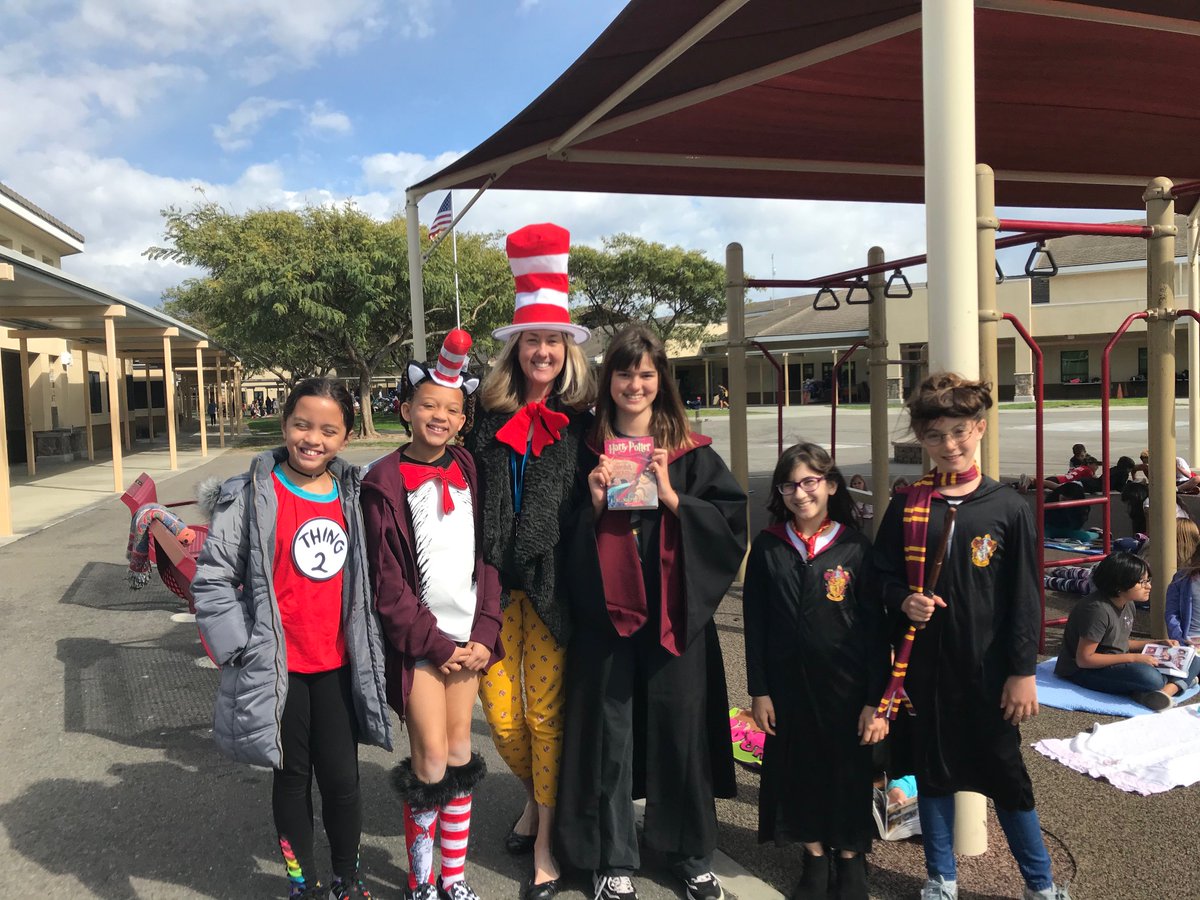 RobertDevich's tweet photo. Ss dressed up as their favorite literary character to celebrate #ReadAcrossAmericaDay . Mrs. Bodensteiner also organized a "Read Across Poinsettia" event. #Cusdlearns https://t.co/xfVRInptvB