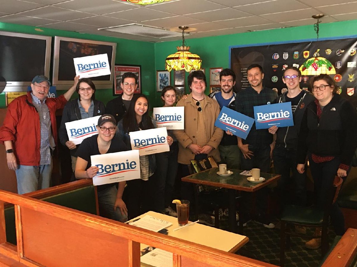 NP4Bernie's tweet photo. Great Canvass Launch at @summers_bar! Lots of new friends! We can't wait to win in Virginia tomorrow!
#Bernie2020 #BernieInVA #SpringfieldForBernie #supertuesday2020 https://t.co/aMRxr2RkFx