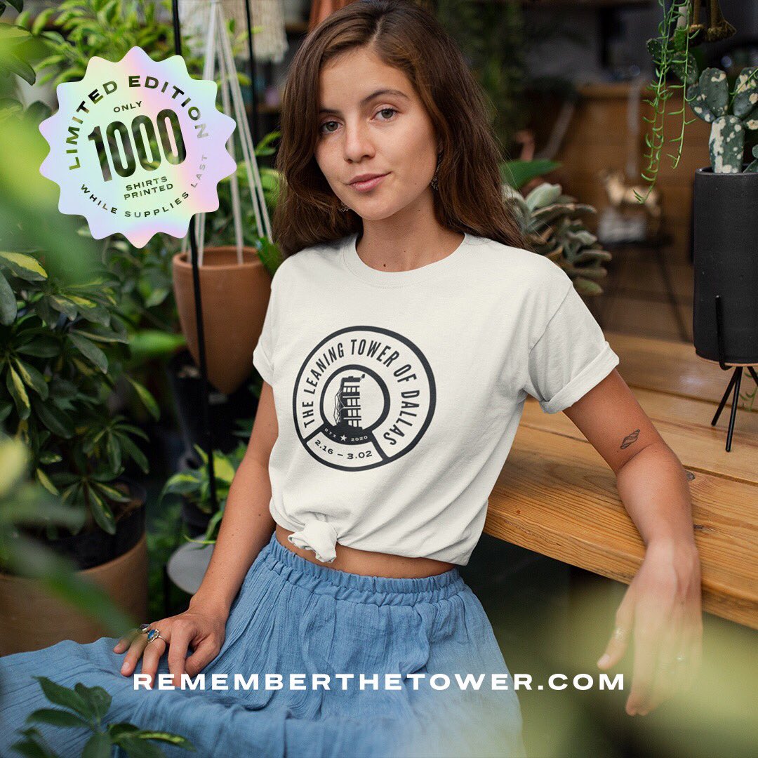 RememberTower's tweet image. The Leaning Tower of Dallas has met its demise, but you can commemorate the tower with a limited-edition t-shirt. rememberthetower.com/product/the-le… #leaningtowerofdallas