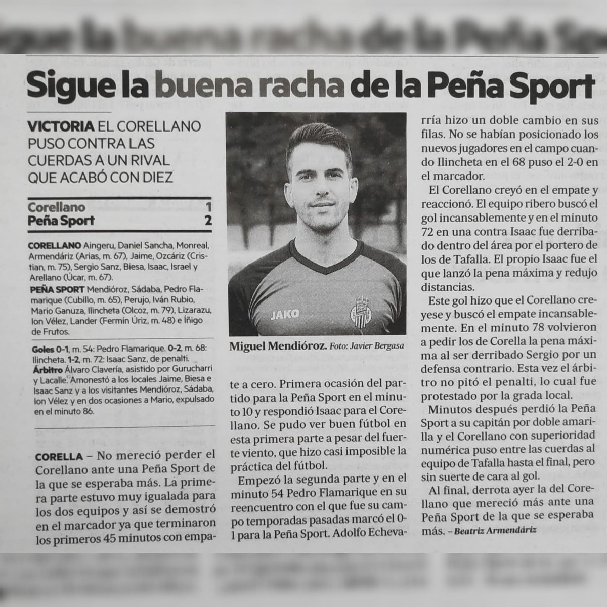 CD_Corellano's tweet photo. 📰 Cronica @NoticiasNavarra📰 🔜 ¡Partido! ✅ TERCERA | JOR. 26 ⚽🔴❤️
ℹ️ @CD_Corellano 1 ( @isaacsanzleon ) 🆚 2 @PenaSportFC
🗓️ Domingo 1/3/20 ⏱️ 17:00 H 🏟️ M. Ombatillo - Corella
✅Que mejor que esta semana para ser socio ❤️ #CDCorellano #QueNoTeCuentenElFinal #HazteSocio 💪 https://t.co/DkJWSEAcRA