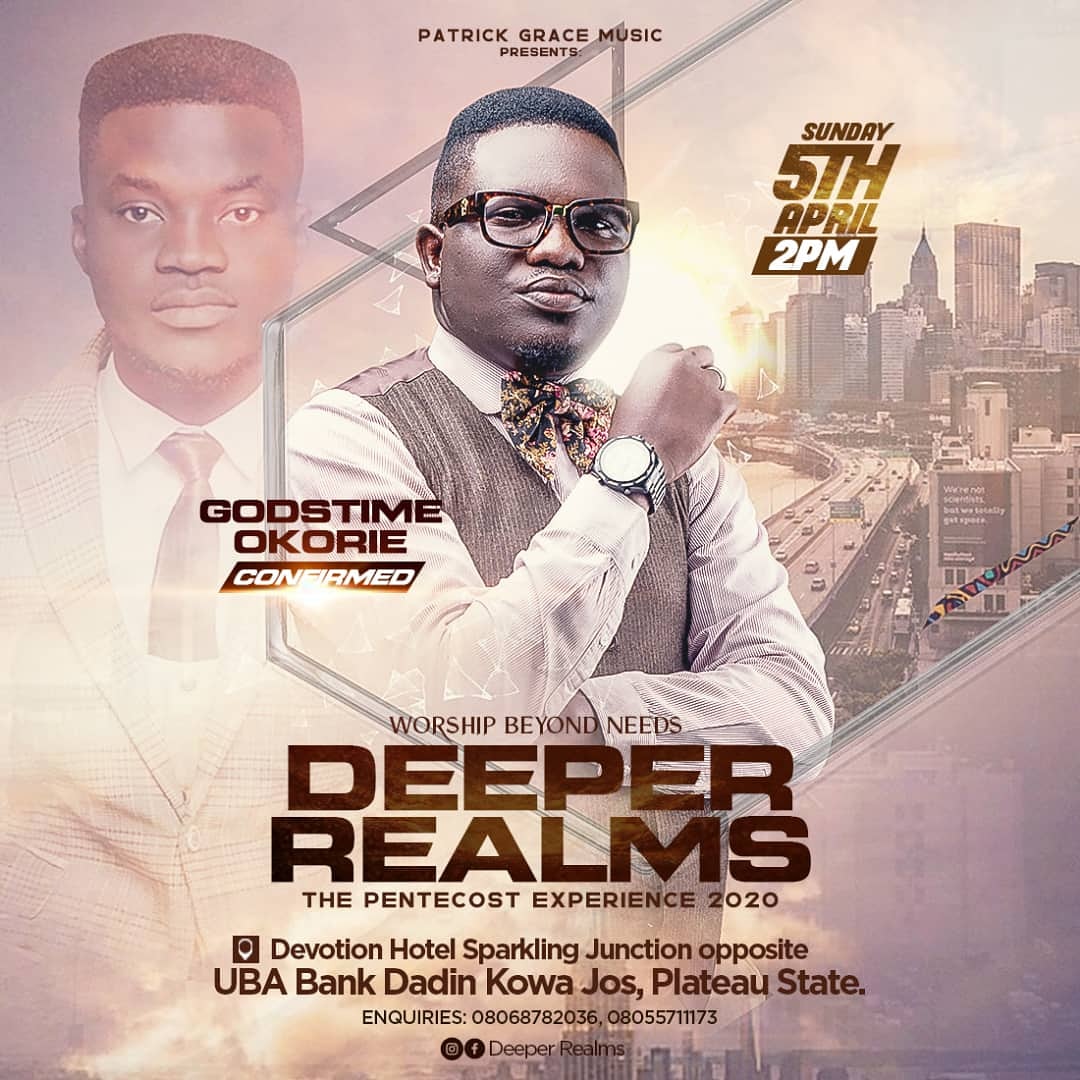 MinPatrickGrace's tweet photo. Godstime Okorie
Hewill once again be lifting the banner of our Lord "Sincerely" at
#WorshipBeyondNeeds
#DeeperRealms
#ThePentecostExperience2020
Date:
Sunday, 5th April, 2020
Time: 2pm
Venue:
Devotion Hotel Sparkling Junction Opposite UBA Bank Dadin Kowa Jos Plateau State https://t.co/Kd7JBGkBkW