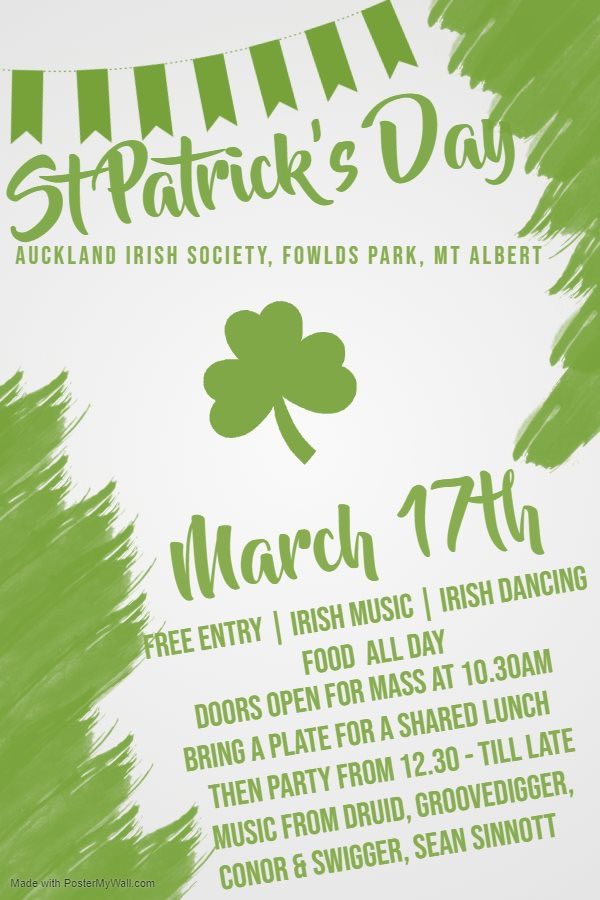 Ambassador Ryan is looking forward to joining the Irish Community at the the Auckland Irish Society #StPatricksDay celebrations. #RaoHatoPatariki #LaFheilePadraig