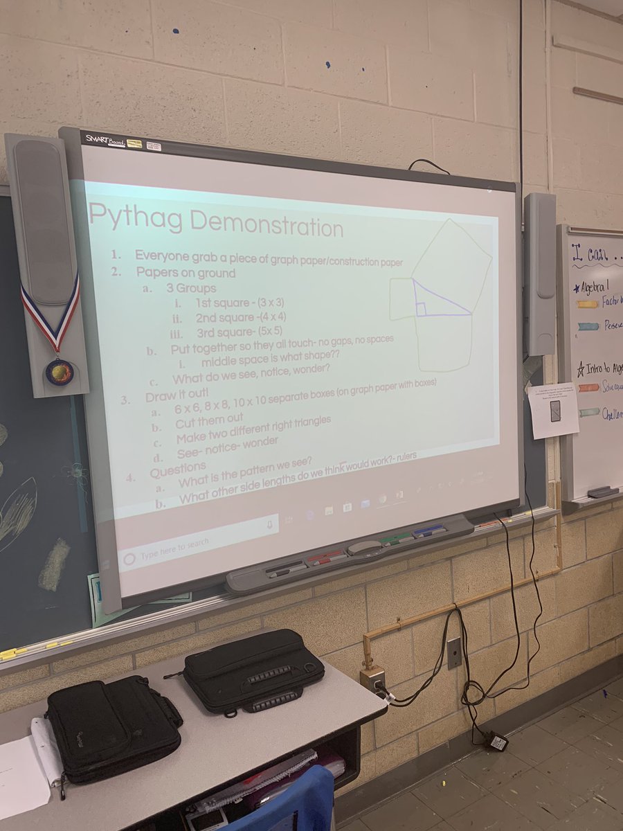 GutkindMs's tweet photo. ... but this lesson proved to be the most meaningful lesson my students have taken part in so far. They used their knowledge of perfect squares to uncover the Pythagorean theorem on their own, and honestly I can’t stop smiling https://t.co/fYRAjKKGo5