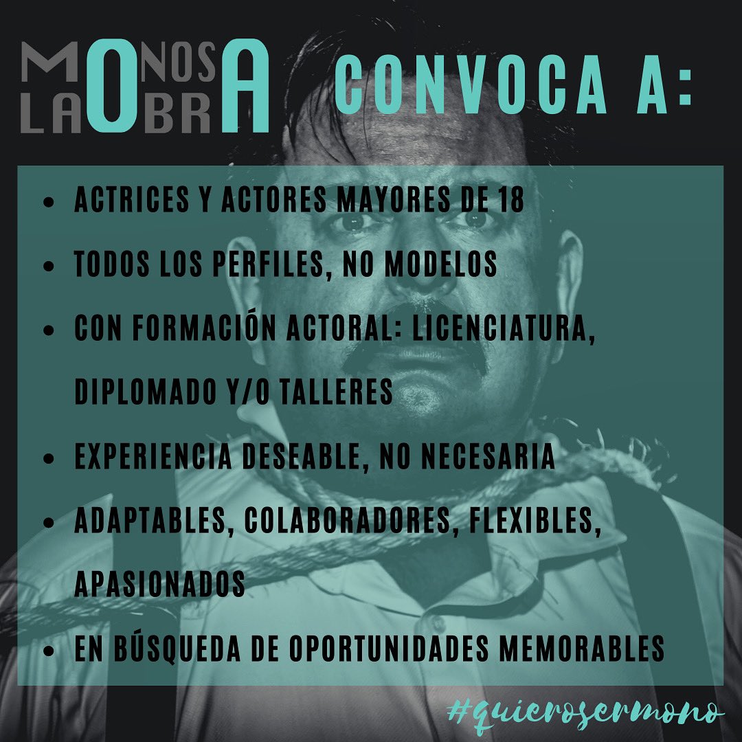 monos_mx's tweet photo. #Quierosermono Convocatoria 2020
#castingmexico #teatromx #cinemx https://t.co/p8XM7UYUOM