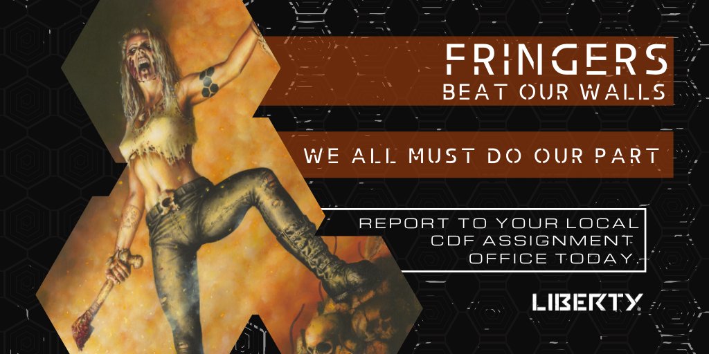 LibertyEndures's tweet photo. The Outer Wall has been breached, cannibal gangs roam our streets!
Keep the Fringers away, enlist today!

#Liberty #TheTower #Atrius #AtriusEndures #ScienceFiction #SciFi #Podcast #New #FoolAndScholarProductions https://t.co/5xExgAg1io