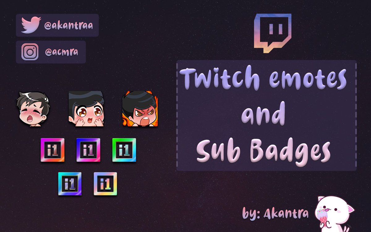 akantraa's tweet photo. Oi bodia, pra quem não sabe eu faço emotes e sub badges pra twitch e quero criar portfólio 

- ENTÃO VOSORTEA 1 EMOTE para 2 PESSOAS DIFERENTES, basta dar RT aqui e estar me seguindo 

(Se marcar um abiguinho ajuda a artista a não morrer de fome, obrigoda) https://t.co/30z2hdkSP0