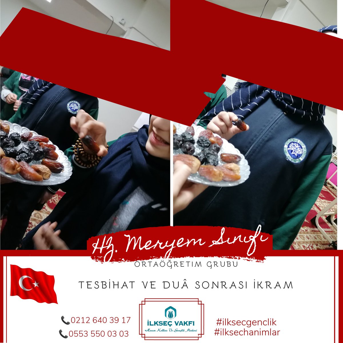 ilksechanimlar's tweet photo. ⠀
 VATAN SEVGİSİ İMANDANDIR⠀
⠀
İlkseç Vakfı Hanım Kolları ve Gençlik Merkezimizde Ortaöğretim Grubu HZ.Meryem Sınıfı öğrencilerimizle şehitlerimiz için dua ve tesbih namazı edası akabinde  şehitlik ve Vatan kavramlarının anlatım derslerini müzakere ile pekiştirdik. https://t.co/OWFKNB6rFa