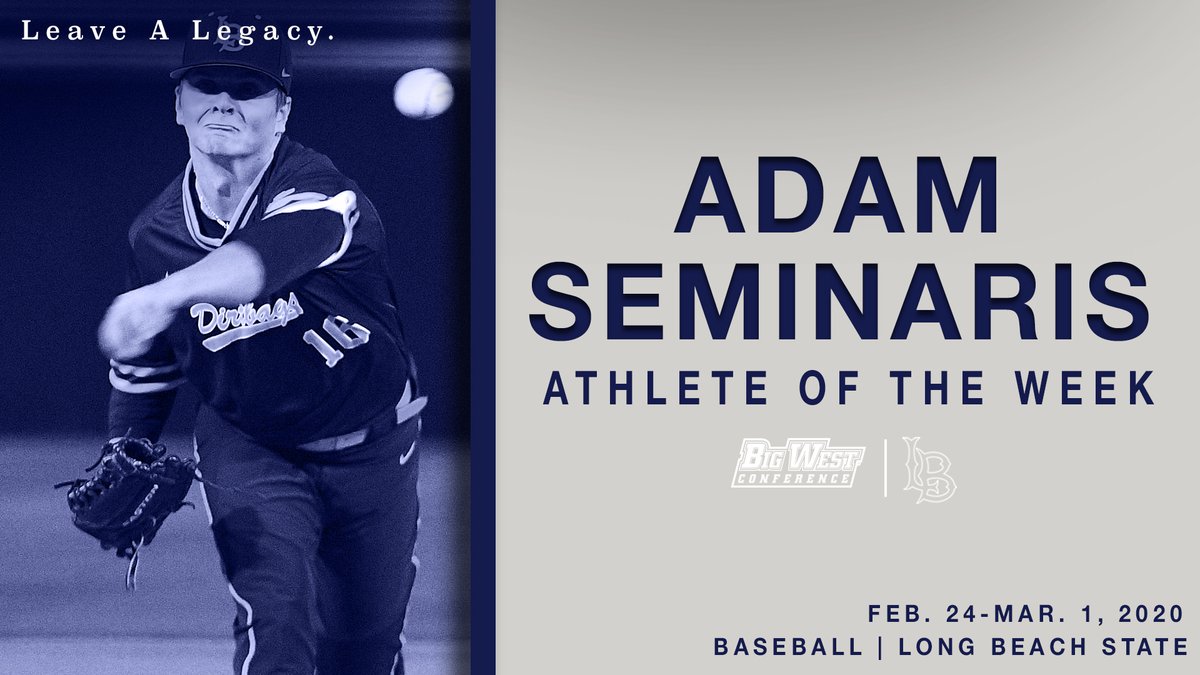 BigWestSports's tweet photo. Adam Seminaris (@LBDirtbags) named #BWCBASE Pitcher of the Week! 🏖
⚾️Threw 8 shutout innings with 1 hit allowed in 4-0 win vs. No. 6 Mississippi State
⚾️ Fanned 1️⃣0️⃣ batters & struck out side in 8th
⚾️Retired 14 straight
🗣https://t.co/TCwBsei8IP
#GoBeach | #PlayBig https://t.co/vqoLTCxh8v