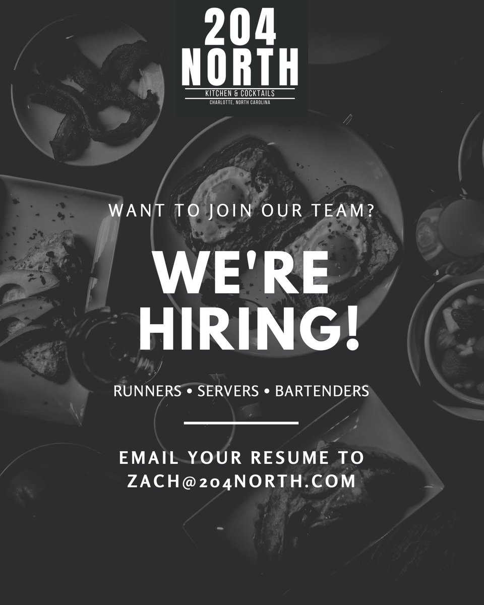 204northCLT's tweet photo. we are hiring! Join our team by emailing zach@204north.com today! https://t.co/o39zbGaiUs
