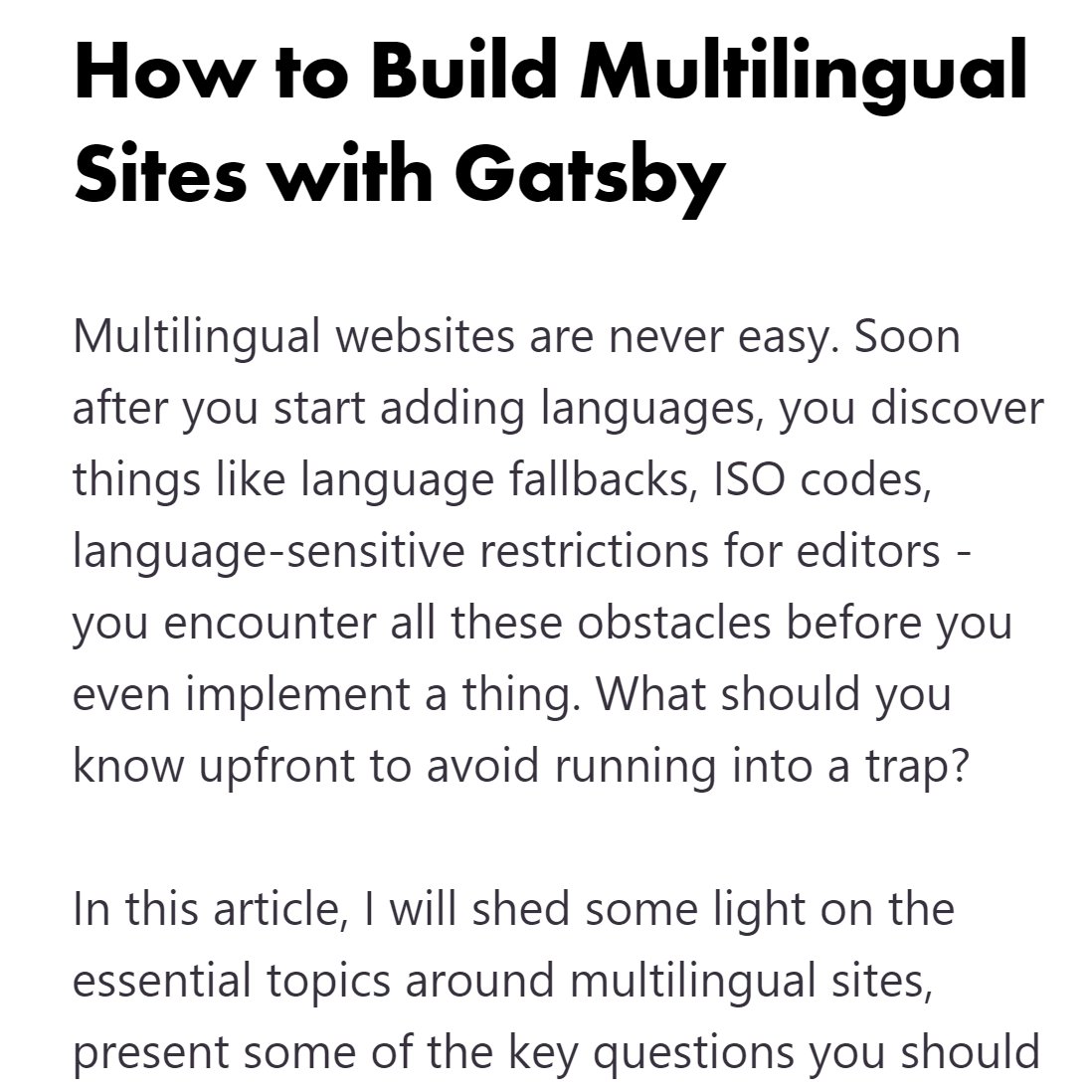 📝 New! How to Build Multilingual Sites with Gatsby

gatsbyjs.org/blog/2020-02-1…

🌍 "Adding multiple languages to sites is not as simple as it seems at the start... The implementation is made easier by many [Gatsby] plugins that help you do the job." 

Thank you, <a href="/ondrabus/">Ondrej Polesny</a>