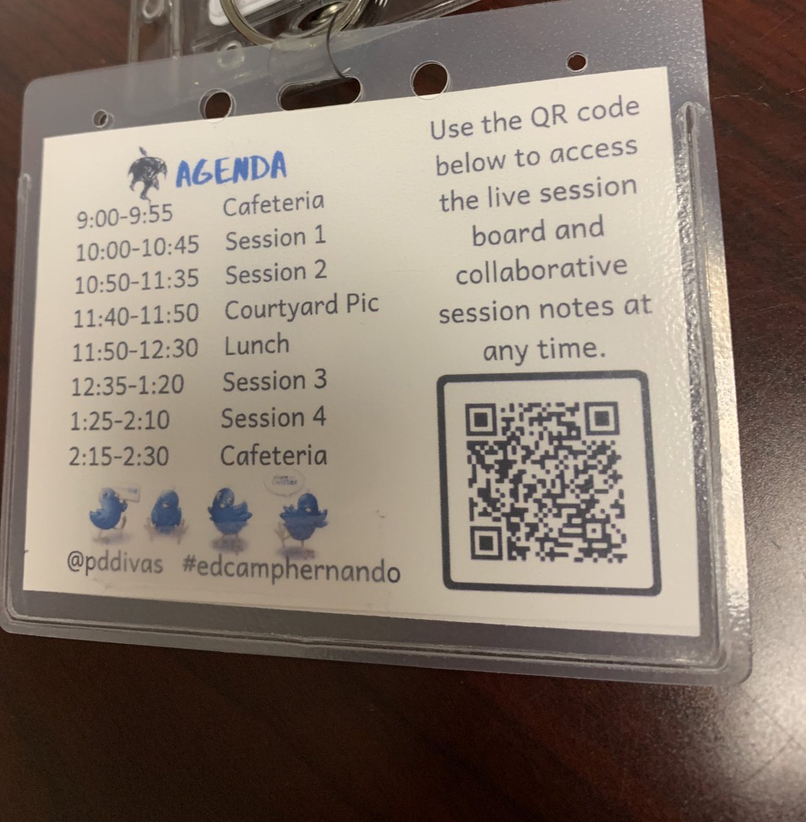 PDStephani's tweet photo. Wearing my #edcamphernando name badge today so that I can share QR code to website and session notes! @PdDivas @SHESPRINCIPAL https://t.co/encRc20vL9