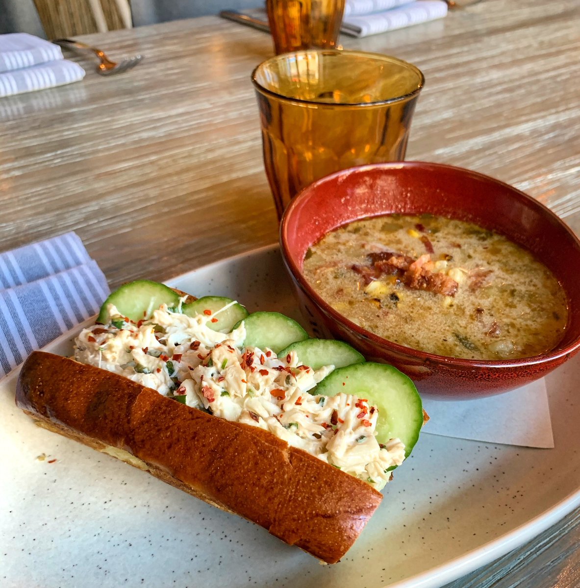 This week's #NicoSoupandSammy is a Crab Salad Roll with Tarragon Mayo and a Potato &amp; Bacon Chowder. Stop in Monday through Friday 11am - 3pm to come check it out!
#NicoOsteria #NicoEats #lunchspecials #crab #potatochowder #bestfoodchicago #eaterchicago #eeeeeats #chicagoeats