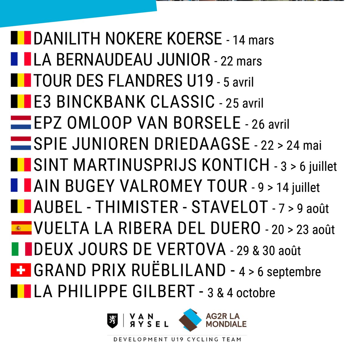 De bonnes nouvelles concernant notre programme de courses... On prendra la direction de l'Espagne pour la première fois... en compétition cet été.