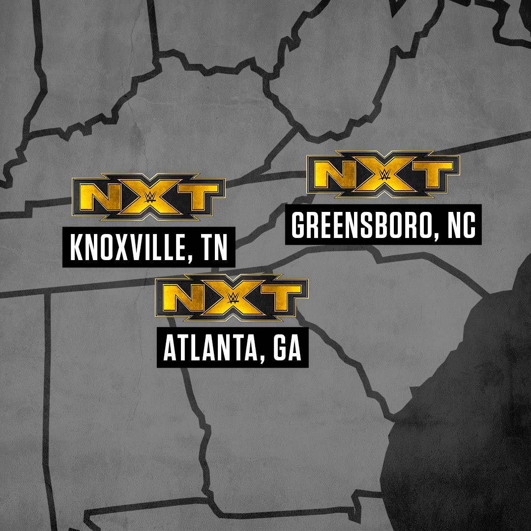 TripleH's tweet image. Announcing the next @WWENXT #NXTRoadTrip in April...

#NXTATL 4/17
#NXTKnoxville 4/18
#NXTGreensboro 4/19

Tickets available THIS Friday at 10am ET at NXTTickets.com! #WeAreNXT