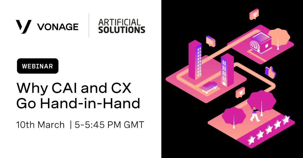 Join <a href="/Vonage/">Vonage</a> and @ArtiSol for a live webinar and learn how to get started with your #conversationalAI journey. bit.ly/38bHnA7  #CX #customerjourney #WhatsApp